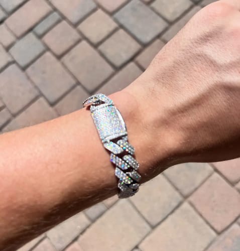 Customer photo review of Cuban Moissanite Diamond Silver Iced Bracelet