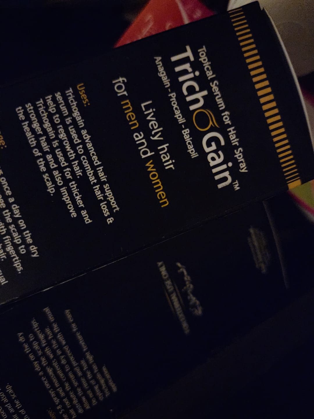 Customer photo review of Trichogain Spray For Hair Growth