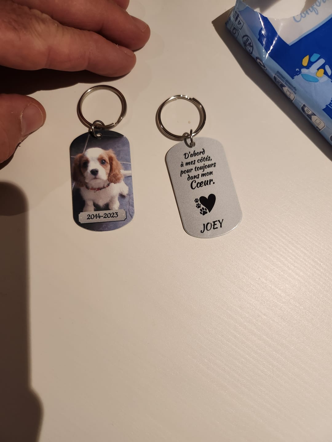 Customer photo review of Photo double face - Porte-clés Dog Tag personnalisé