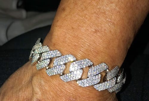 Customer photo review of Cuban Moissanite Diamond Silver Iced Bracelet