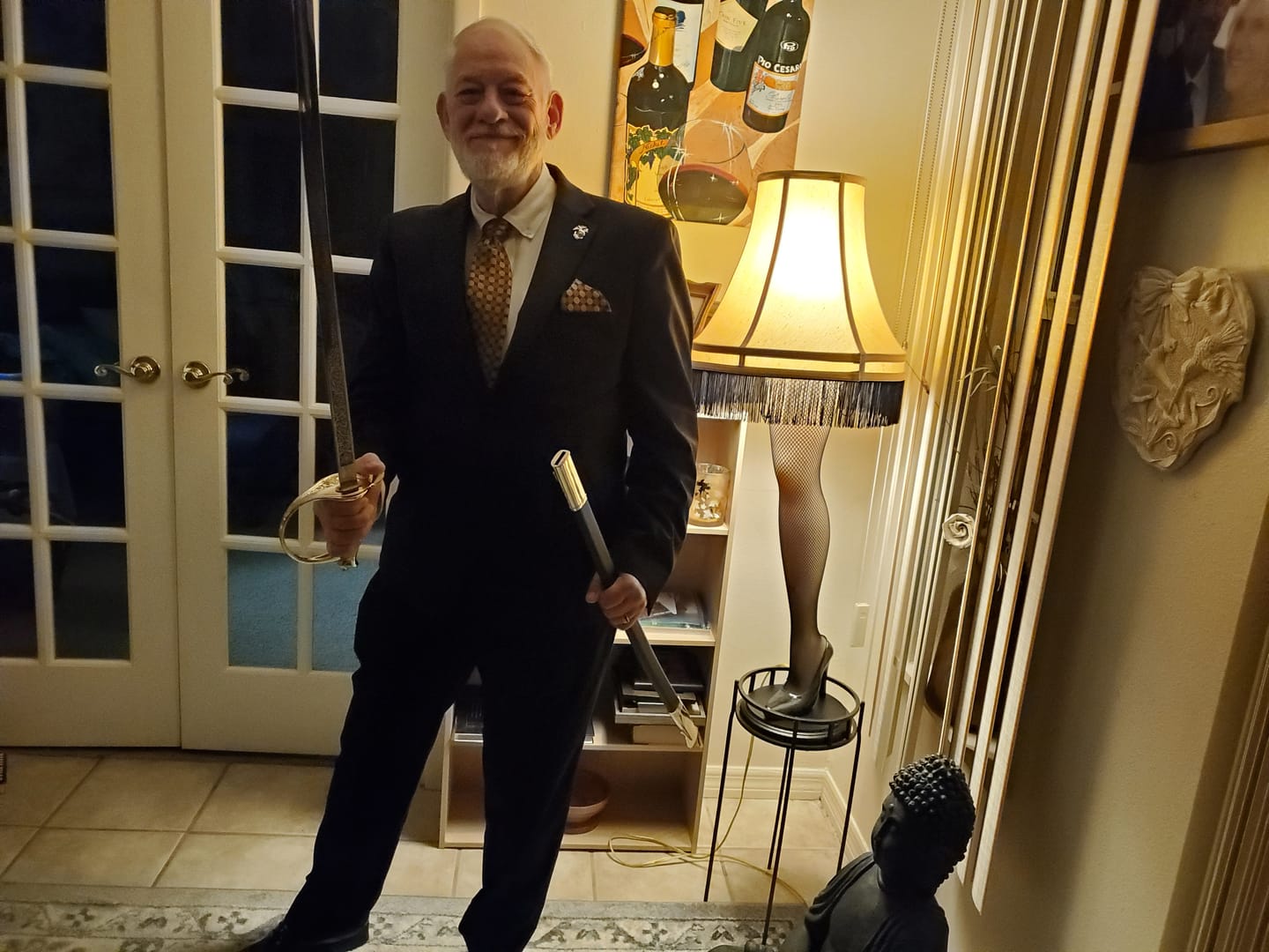 Customer photo review of Golden Plaid Silk Tie, Pocket Square and Cufflinks