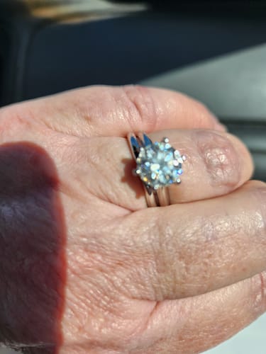 Customer photo review of Classic Solitaire Moissanite Six-Prong Sterling Silver Ring