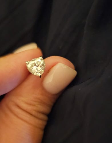 Customer photo review of Ariella Moissanite White Gold Plated Heart Stud Earrings