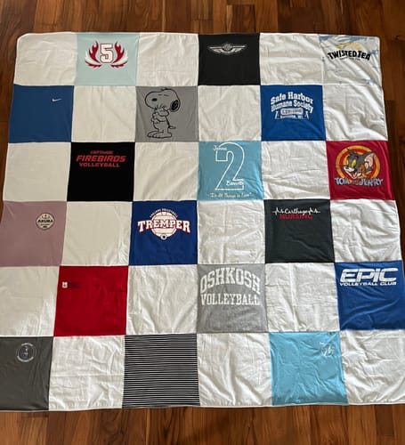 T-shirt quilt featuring firebirds volleyball by Tammy from WI