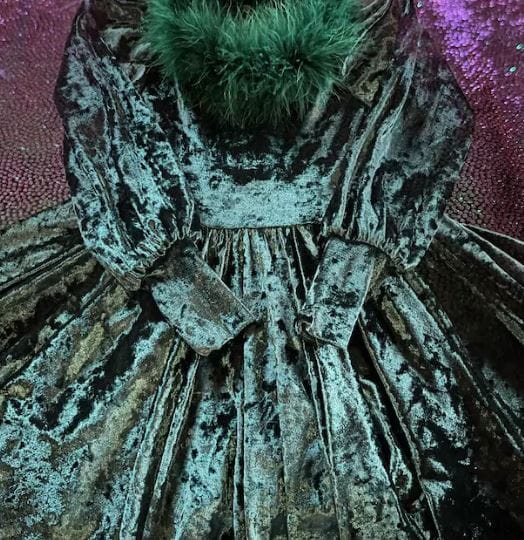 Customer photo review of Hunter Green Stretch Crushed Velvet