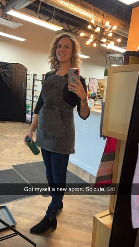 Customer photo review of Over Shoulder Black Acid Washed Apron