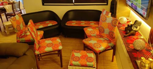 Customer photo review of Multi-Coloured Vintage Motifs Elastic Sofa Slipcovers