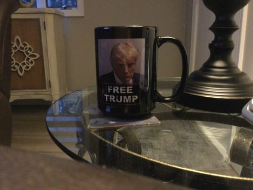 Customer photo review of Free Trump 15oz Coffee Mug