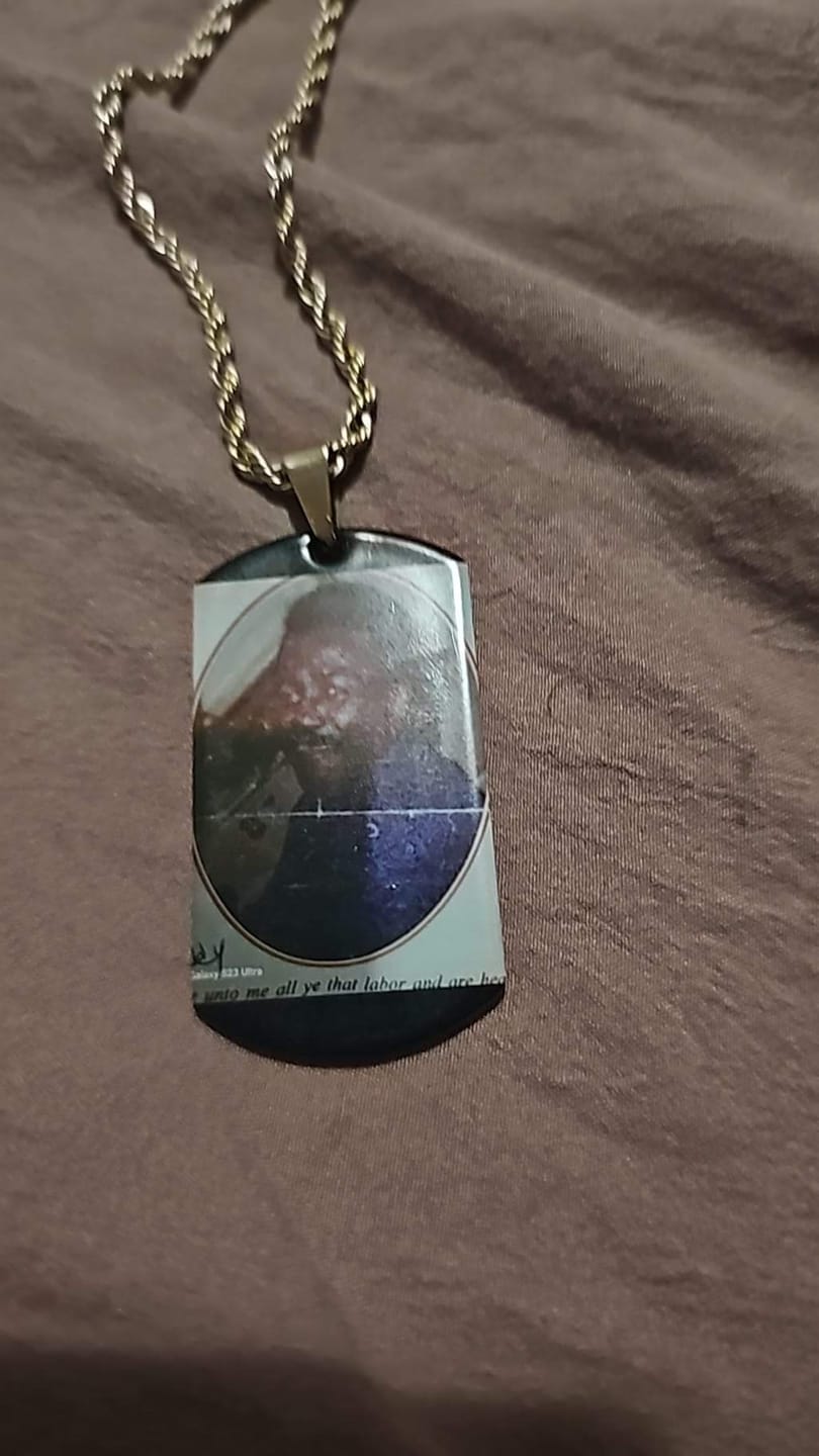 Customer photo review of Custom Military Style Colorful Photo Necklace
