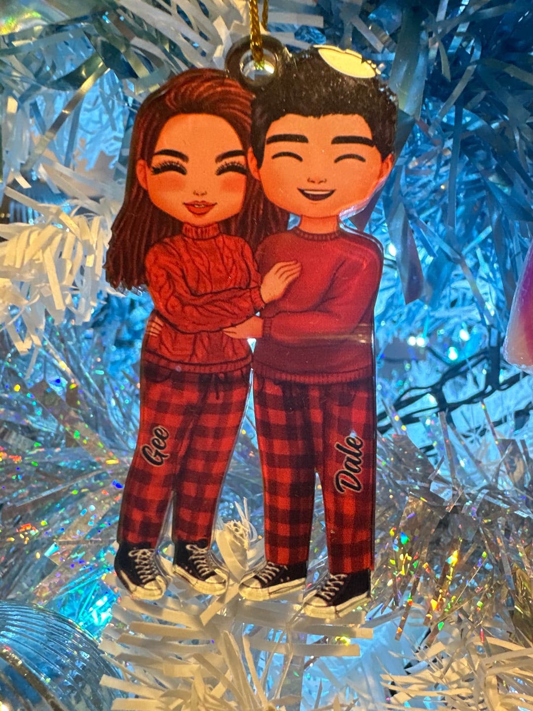 Customer photo review of Christmas Doll Couple Standing Hugging - Personalized Ornament