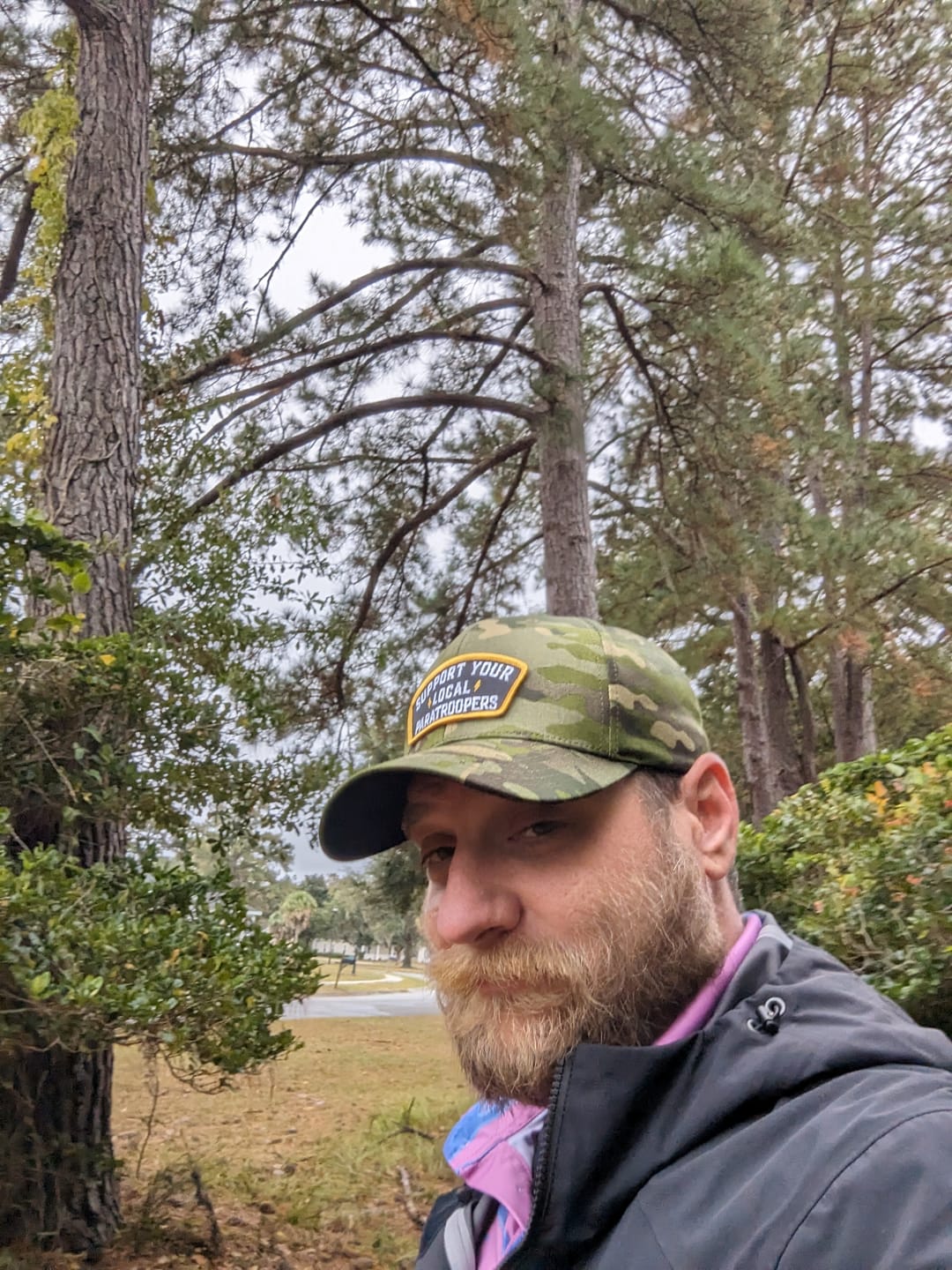 Customer photo review of Support Your Local Paratroopers Patch Flexfit Hat