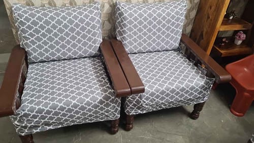 Customer photo review of DivineTrendz Exclusive - Gray Diamond Dining Chair Covers