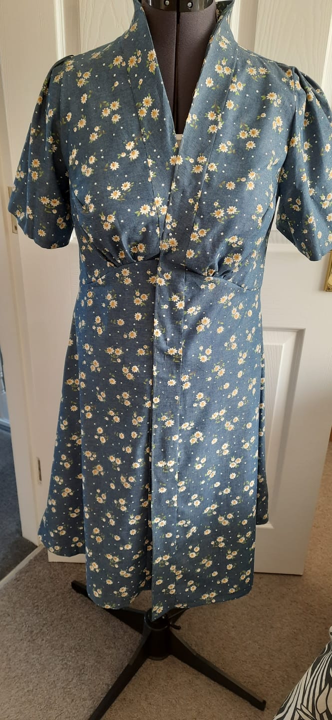 Customer photo review of Daisies Chambray Denim Fabric