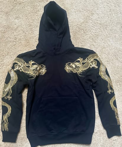 Customer photo review of Double Flying Dragons Embroidery Hoodie