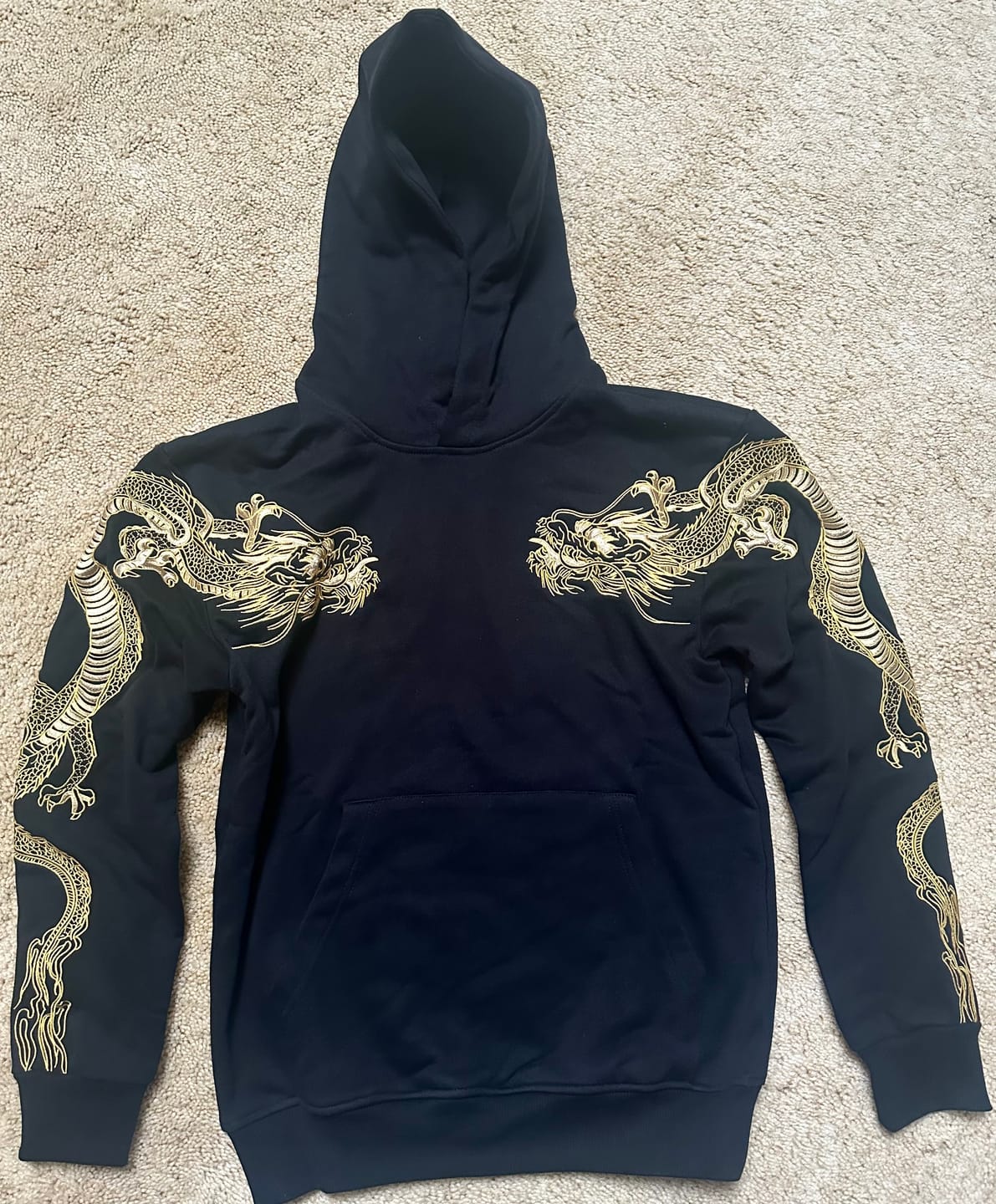 Customer photo review of Double Flying Dragons Embroidery Hoodie