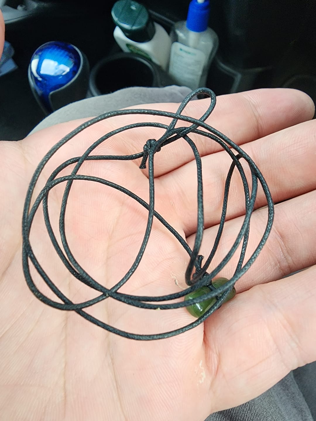 Customer photo review of Waxed cord with Greenstone Toggle