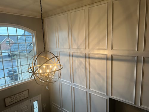 Customer photo review of Classic 8-Light Sphere Chandelier with Crystal Accents