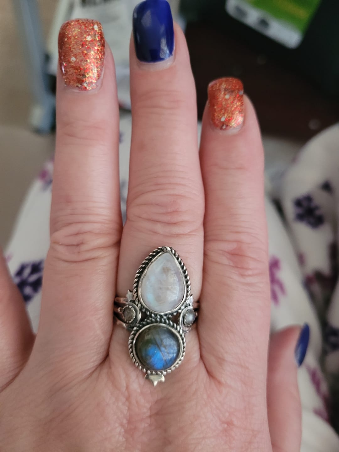 Customer photo review of Celestial Moonstone and Labradorite Silver Ring