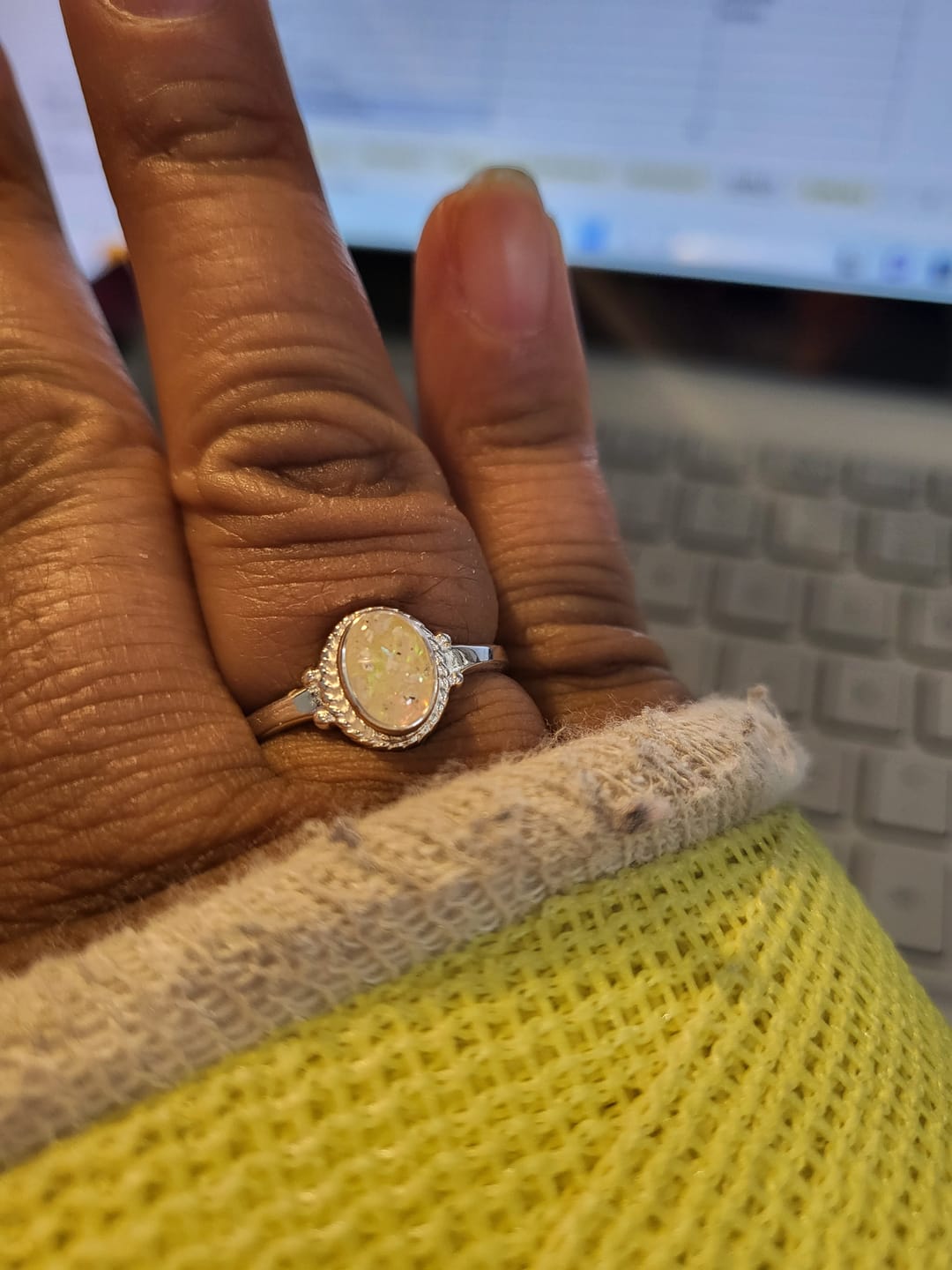 Customer photo review of Braided Oval Ring with Cremation Ashes