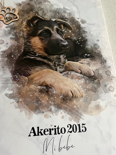 Customer photo review of Foto de tu mascota en estilo acuarela | Regalo para cachorros, perros y gatos