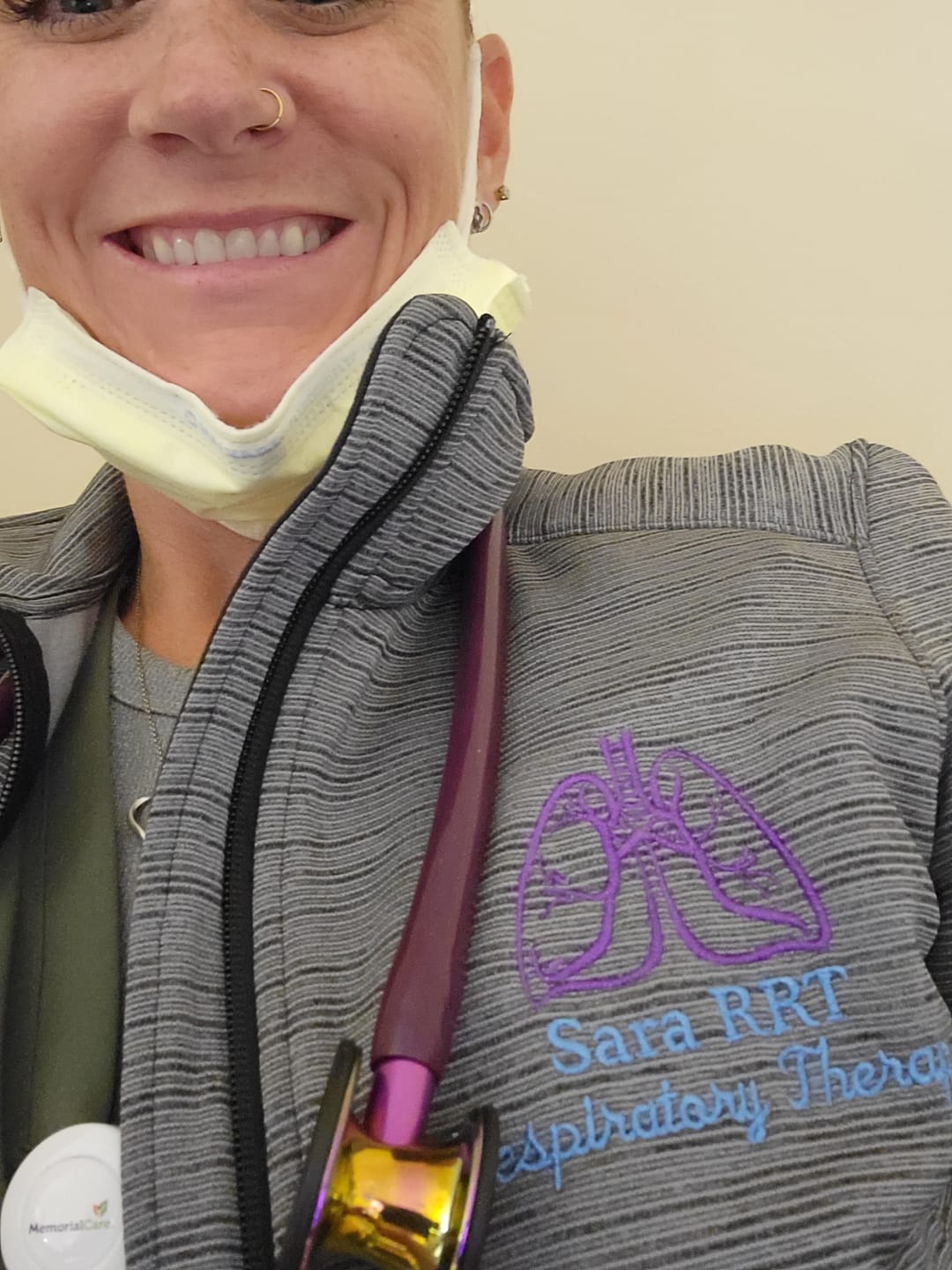 Customer photo review of L231 Ladies Digi Stripe  Personalized Nurse Jacket