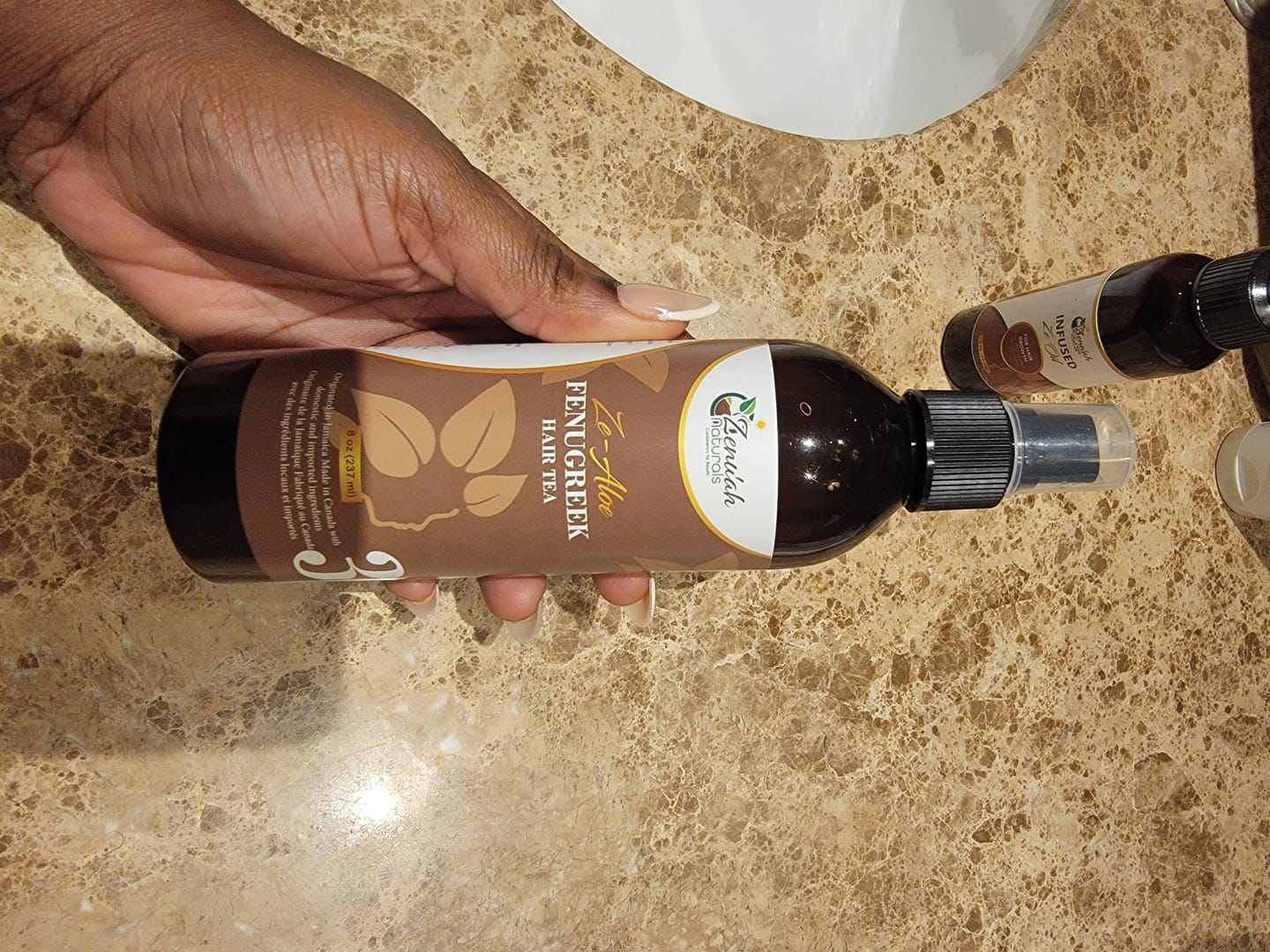 Customer photo review of Fenugreek Hair Spray
