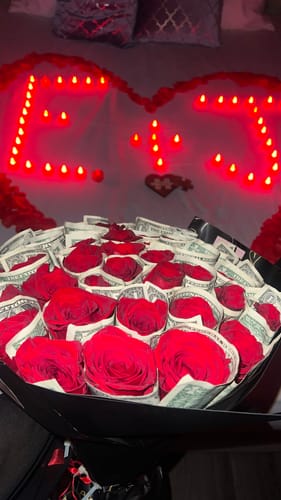 Customer photo review of Money Rose Bouquet - Red