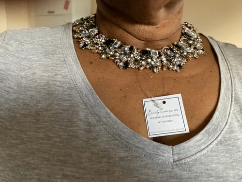 Customer photo review of STORM Black & Gold Statement Necklace