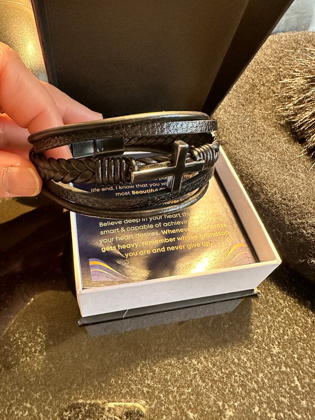 Customer photo review of Grandson, Never Lose Faith - Cross Bracelet (GS35)