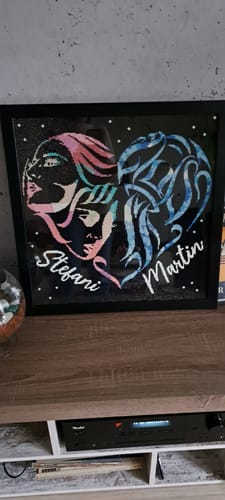 Customer photo review of Dein Partnersternzeichen als Diamond Painting (exklusiv Spielzeughafen) ab 50x50cm eckig oder in Strass 60x60cm mit Namen