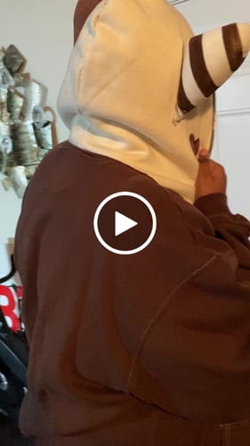 Customer video review of Bunny Hoodie With Plush Ears (CREAM/BROWN)