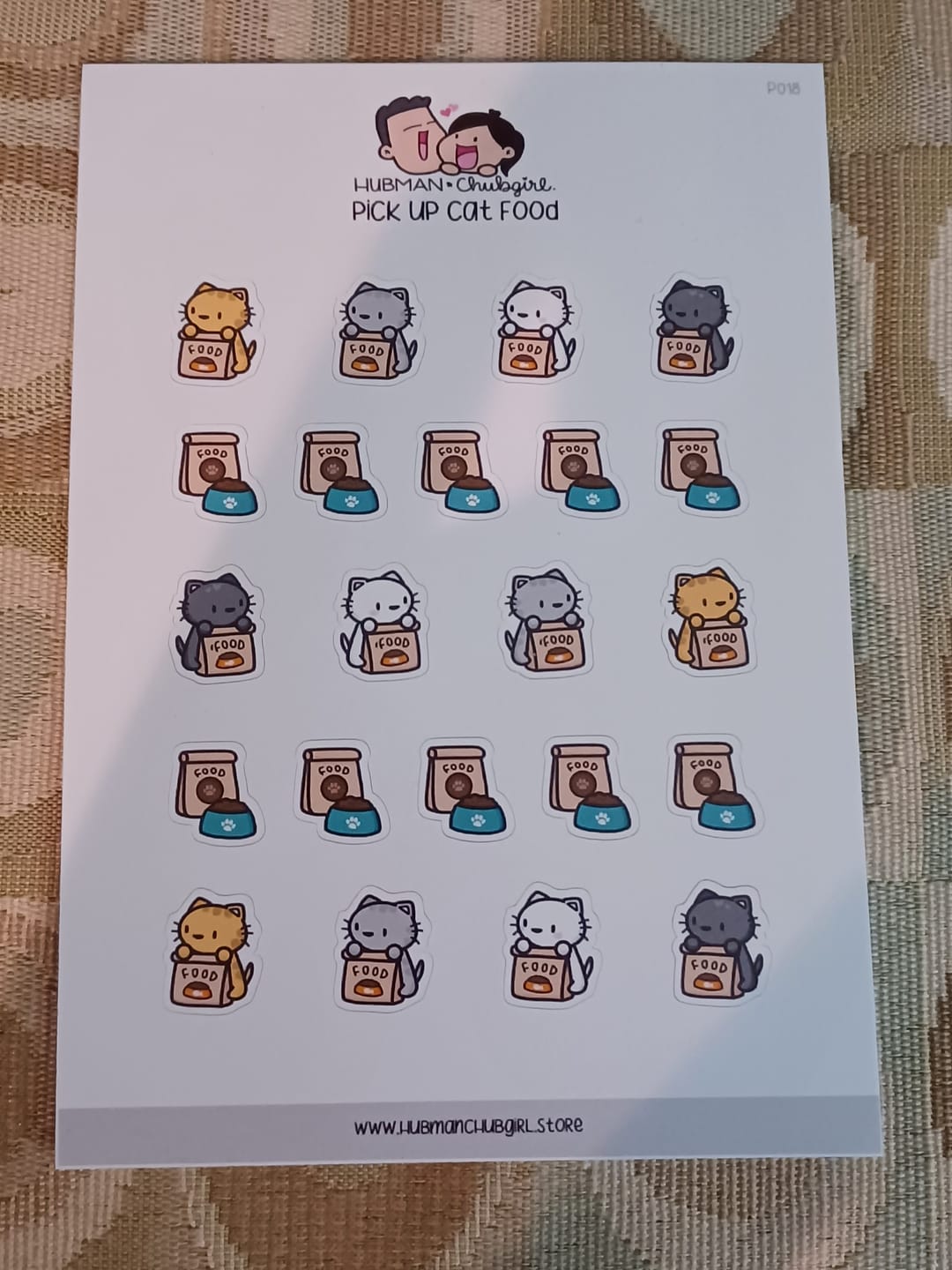 Customer photo review of Pick Up Cat Food Planner Stickers