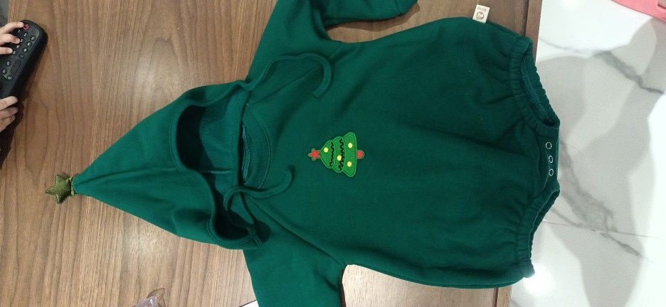 Customer photo review of Christmas Two Piece Embroidery Santa Claus Outfit