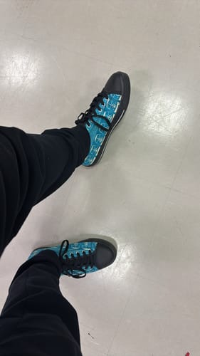 Customer photo review of Vintage Hippie Van Pattern Print Black Low Top Sneakers