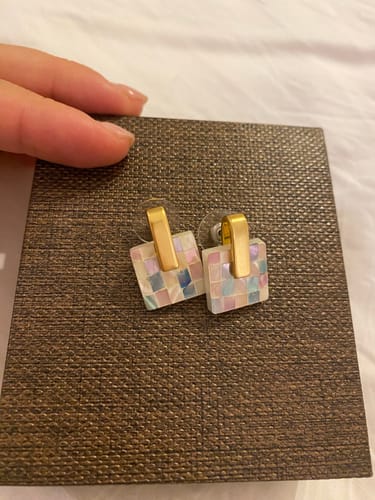 Customer photo review of Mosaic Mother of Pearls Shell Earrings