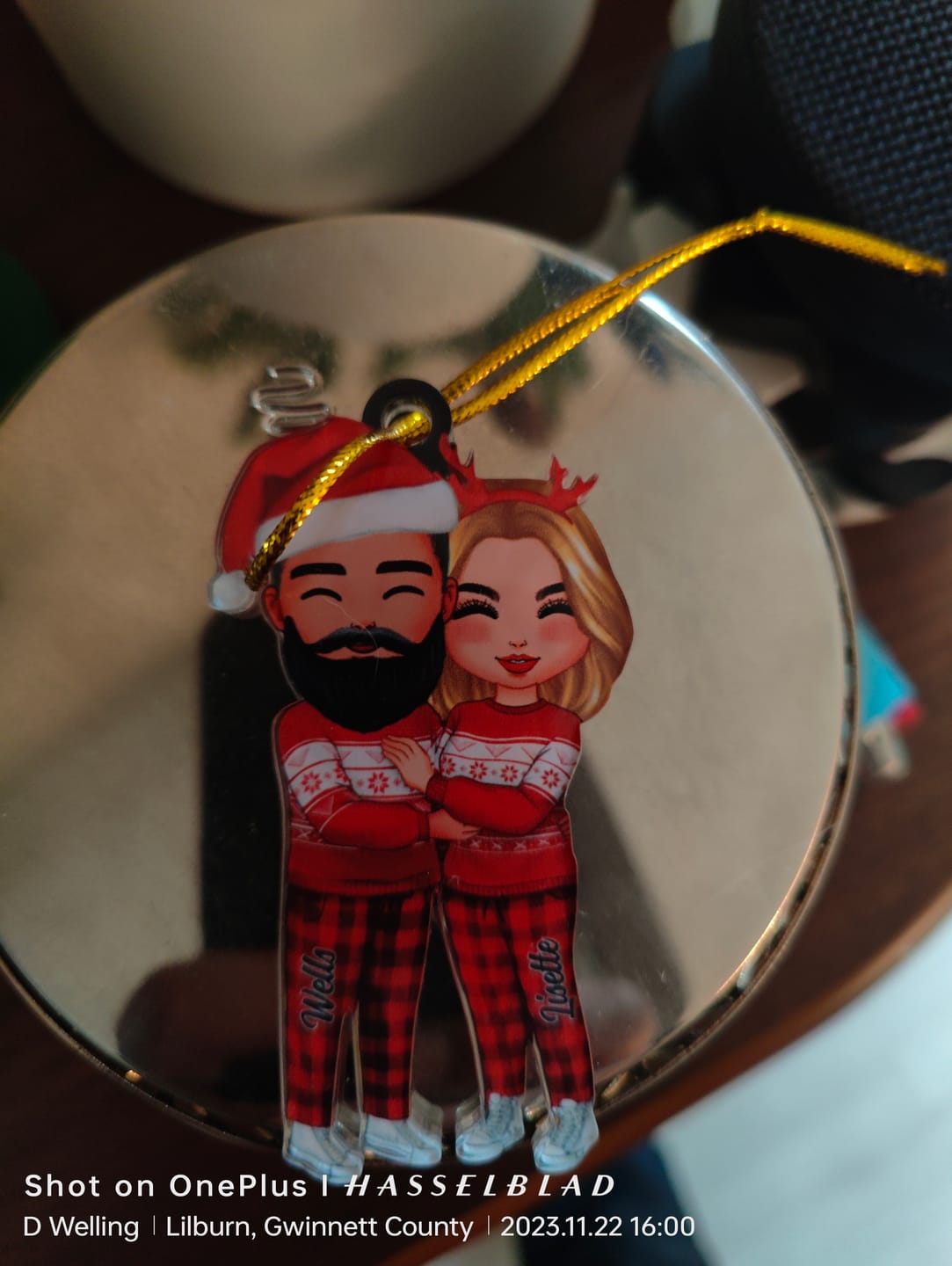 Customer photo review of Christmas Doll Couple Standing Hugging - Personalized Ornament