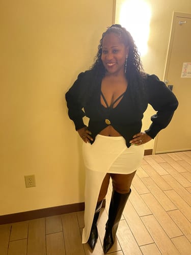 Customer photo review of V-Neck Knitted Cardigan