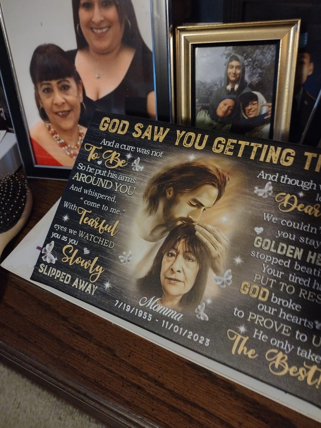 Customer photo review of Personalized Canvas Prints, Custom Photo, Sympathy Gifts, Remembrance Gifts, Loss Mom Memorial, God Saw You Are Getting Tired Dem Canvas