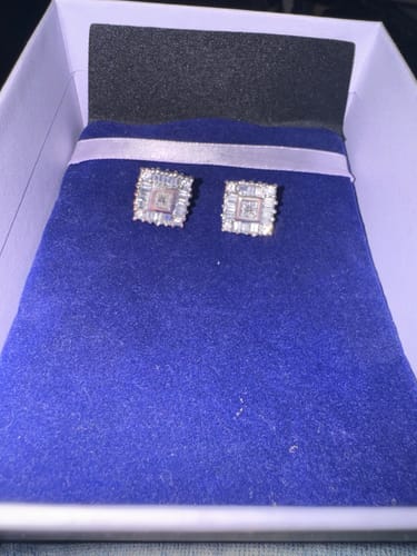 Customer photo review of Fancy Baguette and Princess Cut Simulated Diamond Studs