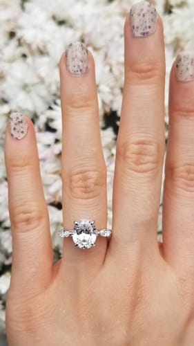 Customer photo review of 3-Stone 2.5ct Oval CZ Ring in Sterling Silver