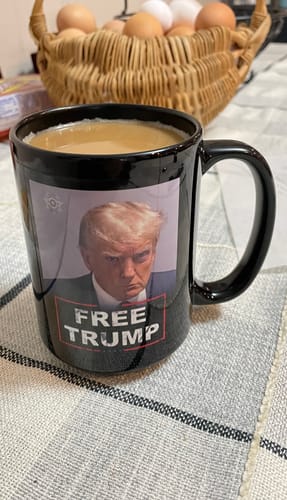 Customer photo review of Free Trump 15oz Coffee Mug