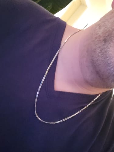 Customer photo review of 3MM to 6MM Solid 925 Sterling Silver Men's Cuban Chain Necklace 18" to 24"