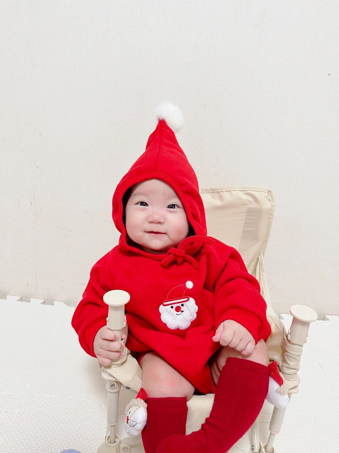 Customer photo review of Christmas Two Piece Embroidery Santa Claus Outfit