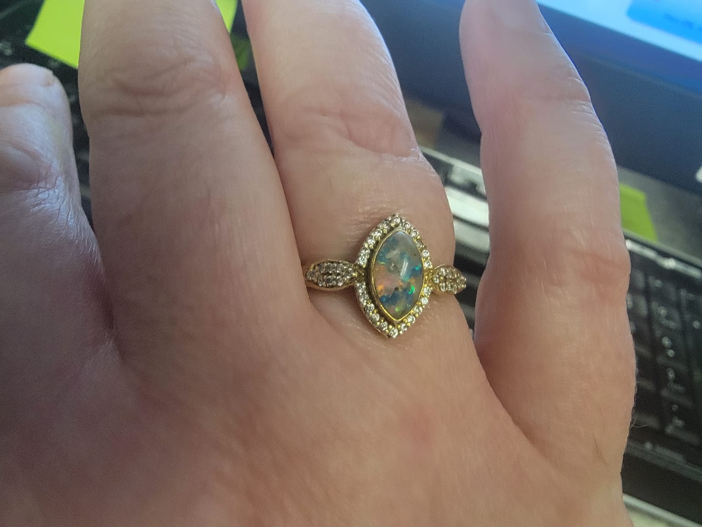 Customer photo review of Bedazzled Marquise Cremation Ring