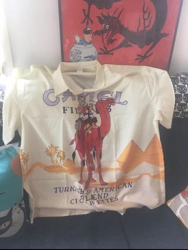 Customer photo review of Vintage Natives And Camels On The Desert Printing Short Sleeve Shirt