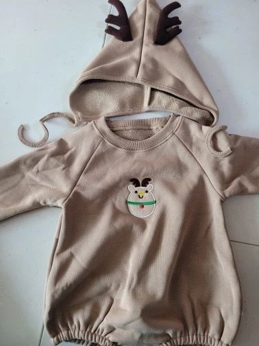 Customer photo review of Christmas Two Piece Embroidery Santa Claus Outfit