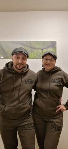 Customer photo review of Lifestyle Herren Hoodie khaki mit Stickerei by SAEBIS®