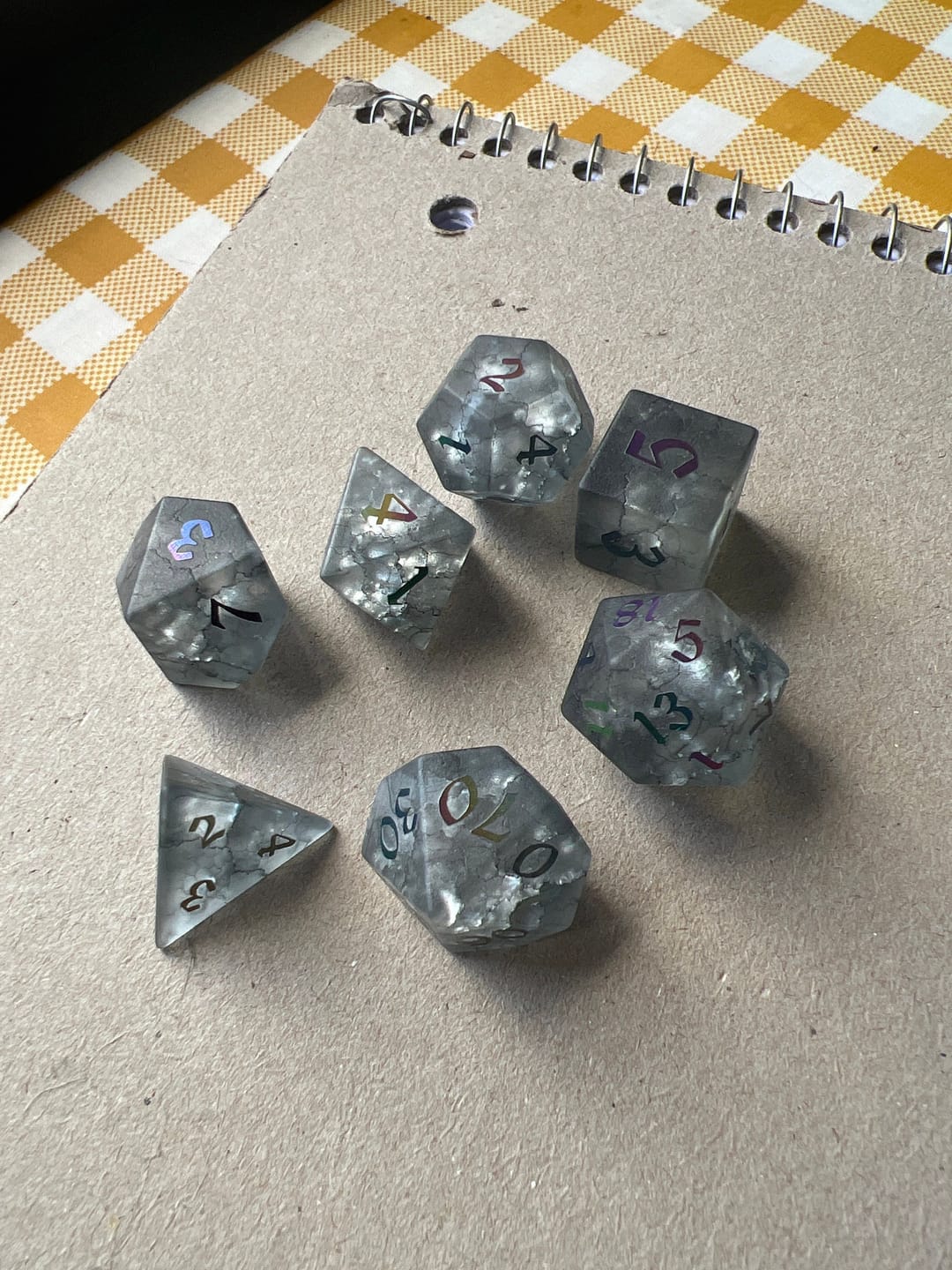 Customer photo review of Black Inked Lightning Glass Cracked Glass (And Box) Polyhedral Dice DND Set - RPG Game DND