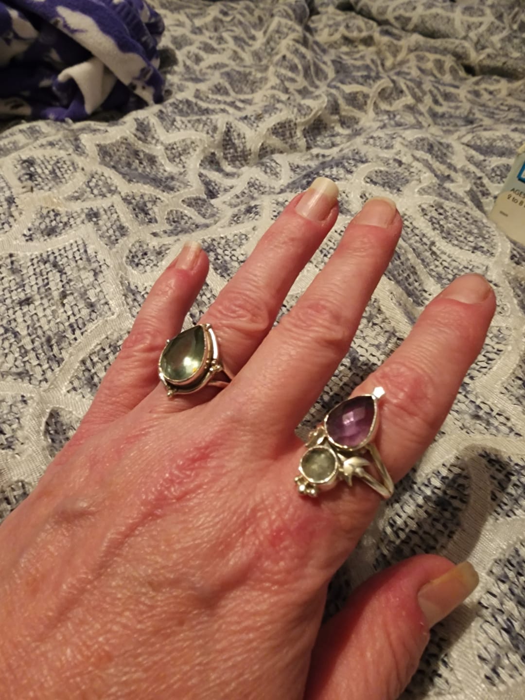 Customer photo review of Aquamarine & Amethyst Stars and Moon Ring