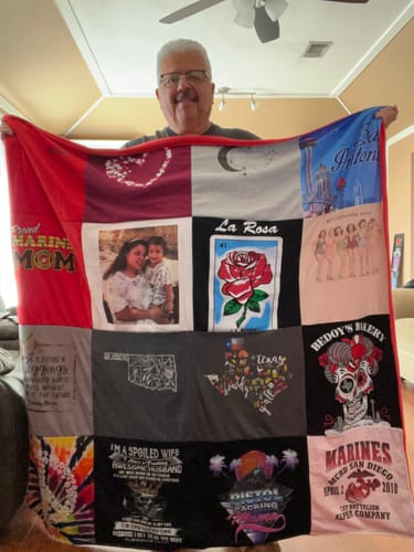 T-shirt quilt with military, family themes by Francisco from OK